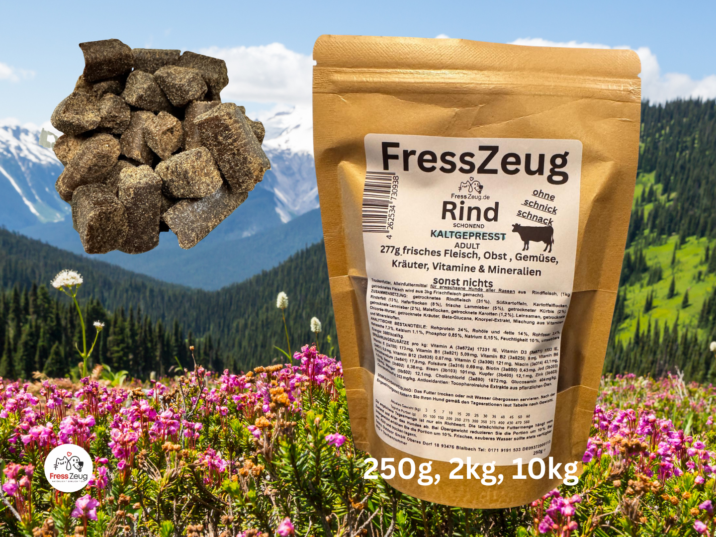 FressZeug Rind KALTGEPRESST Adult – Schonend gepresstes Trockenfutter