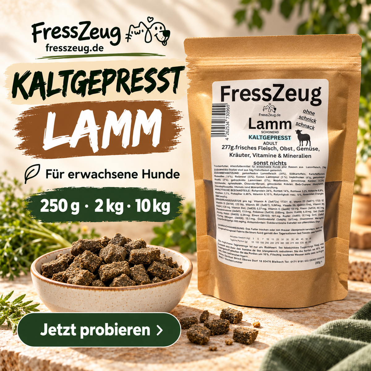 FressZeug Lamm Kaltgepresst – Werbebild