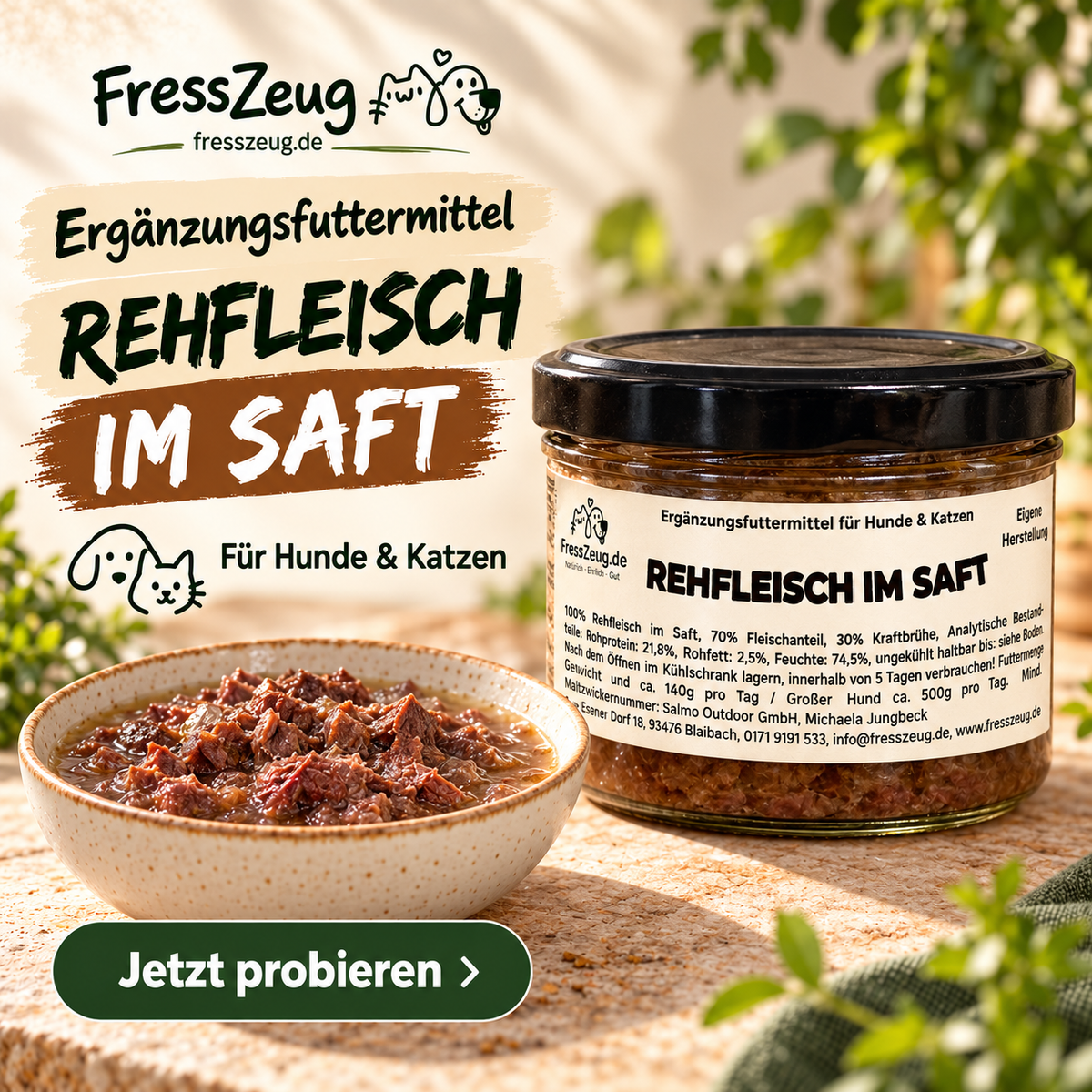Rehfleisch im Saft – Werbebild