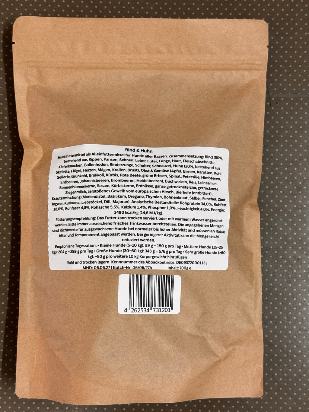 FressZeug Trockenbarf rind-huhn 700 g hinten