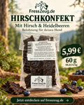FressZeug Hirschkonfekt mit Heidelbeeren 60 g für 5,99 Euro