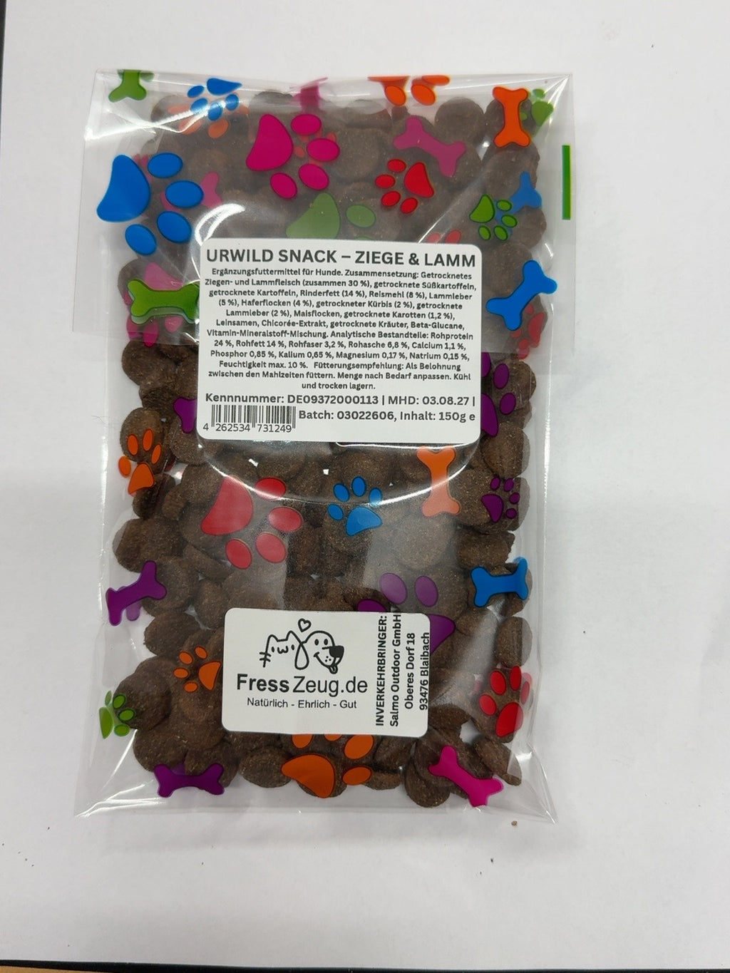 URWILD Snack Ziege & Lamm 150 g Verpackung