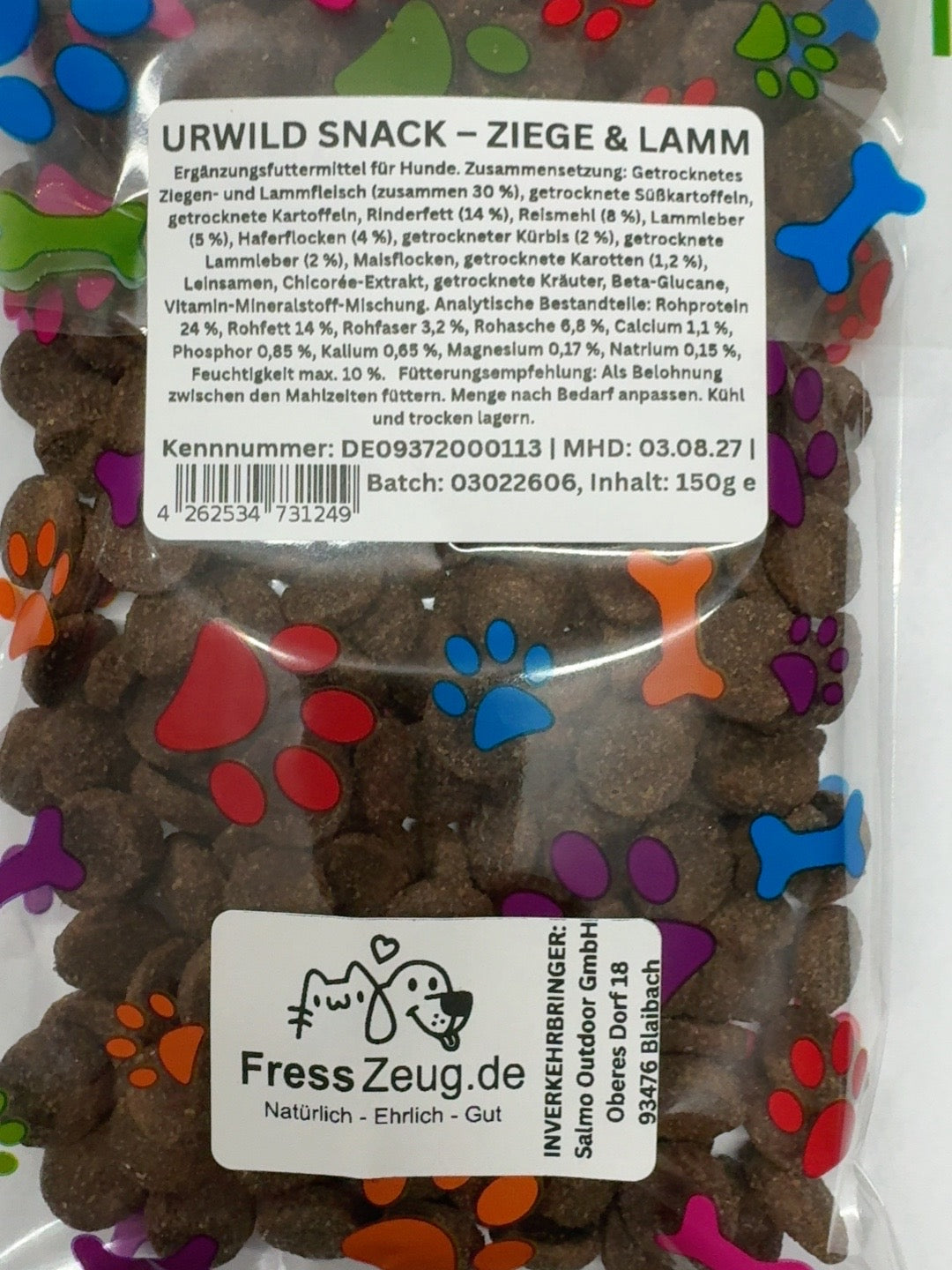 URWILD Snack Ziege & Lamm Zutaten und Analyse Etikett
