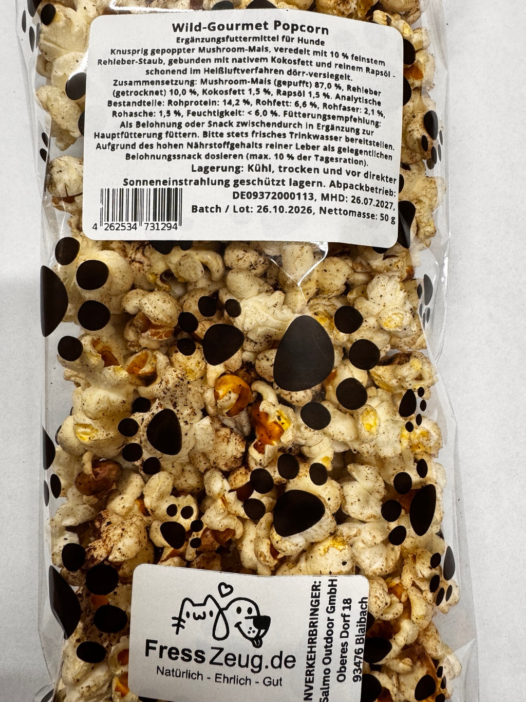 Wild-Gourmet Popcorn – Etikett