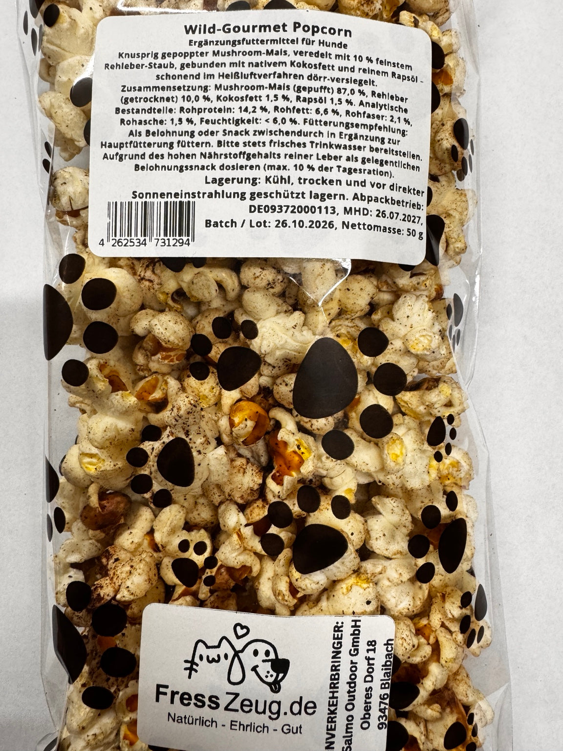 Wild-Gourmet Popcorn – Etikett
